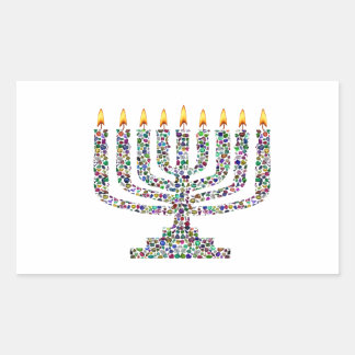 Pegatina Rectangular Hanukkiah hecho con piedras angulares