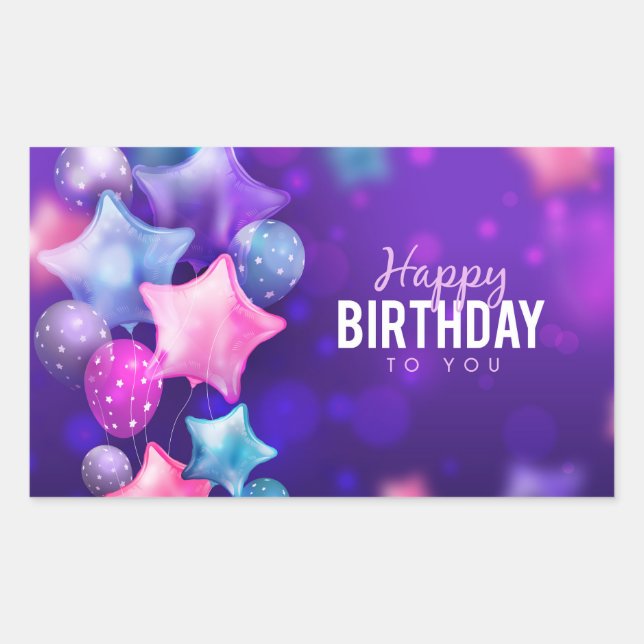 Pegatina Rectangular Happy Birthday to You (Anverso)