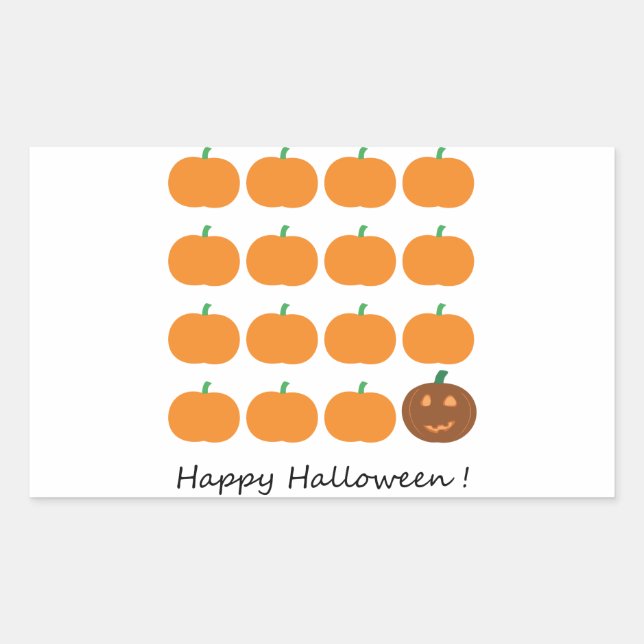 Pegatina Rectangular Happy Halloween Cumpkin Patch (Anverso)