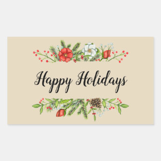 Pegatina Rectangular Happy Holidays Corporate Business