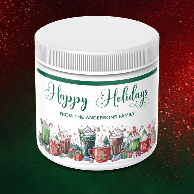Pegatina Rectangular Happy Holidays Hot Cocoa Festive (Subido por el creador)