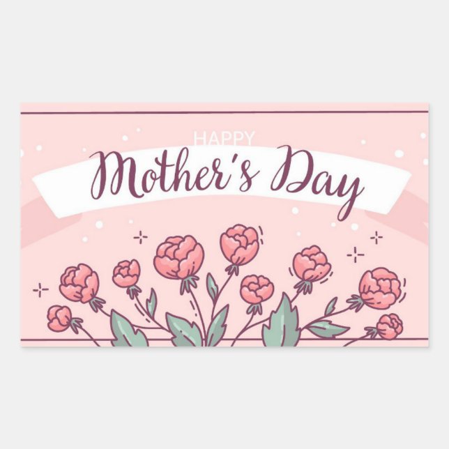 Pegatina Rectangular Happy Mother's Day (Anverso)