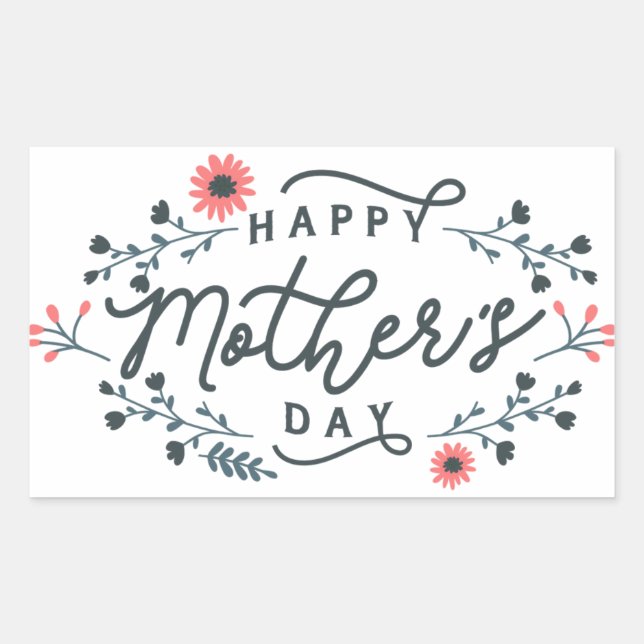 Pegatina Rectangular happy-mothers-day-lettering (Anverso)