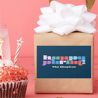 Pegatina Rectangular Happy Purim Sameach label para mishloach manot
