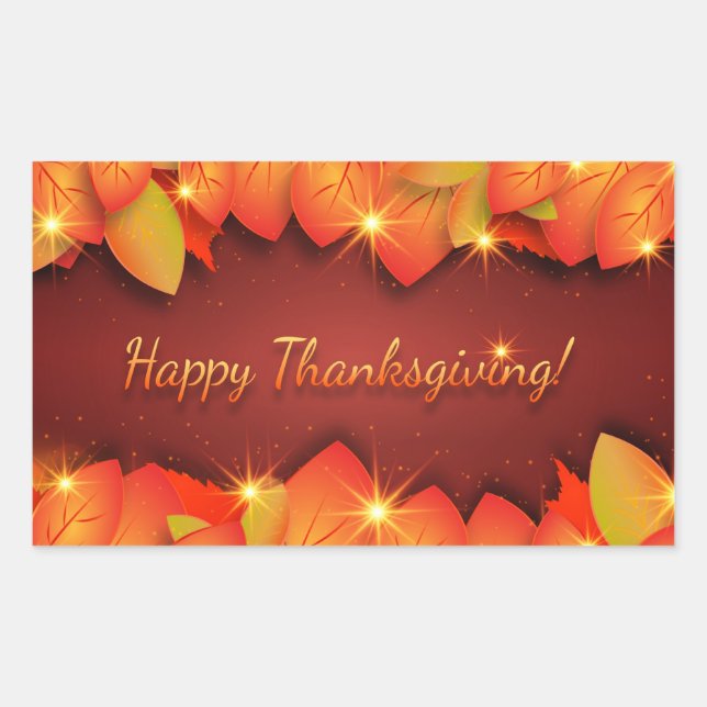 Pegatina Rectangular Happy Thanksgiving Greetings (Anverso)