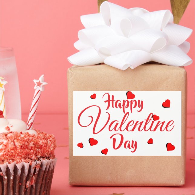 Pegatina Rectangular Happy Valentine Day Sticker (Fiesta)