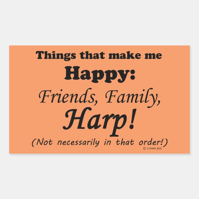 Pegatina Rectangular Harp me hace feliz (Anverso)