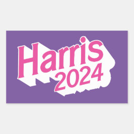 Pegatina Rectangular Harris 2024 color rosa y morado