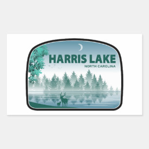 Pegatina Rectangular Harris Lake North Carolina Ciervos