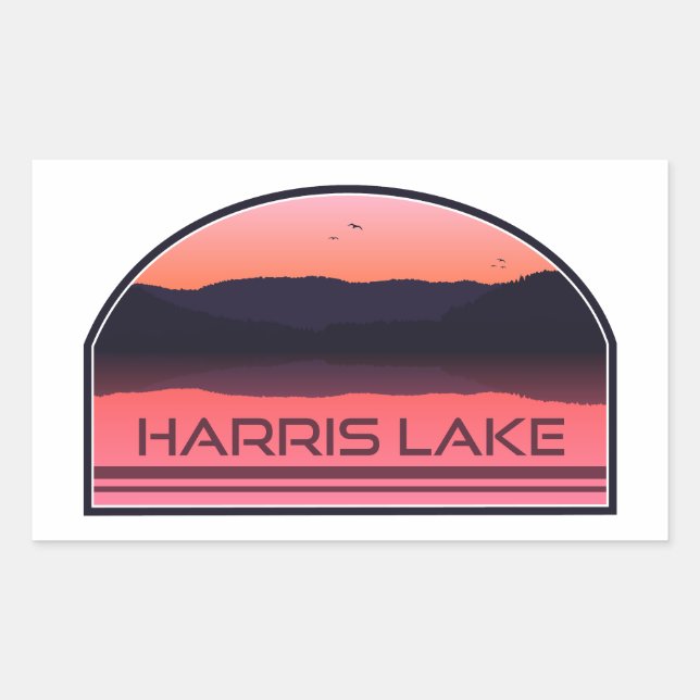Pegatina Rectangular Harris Lake North Carolina Red Sunrise (Anverso)
