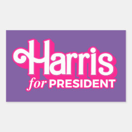 Pegatina Rectangular Harris por el estilo rosado del presidente