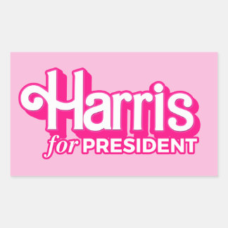 Pegatina Rectangular Harris por el estilo rosado del presidente