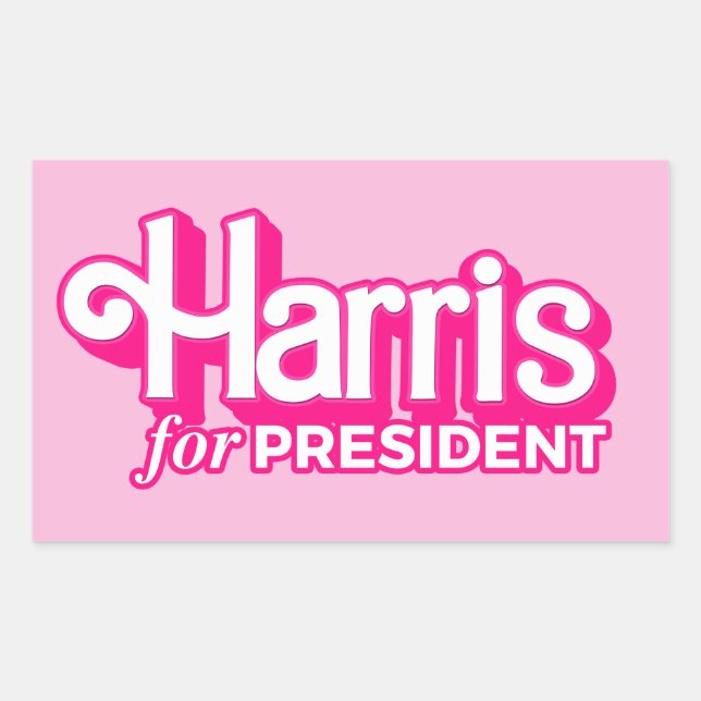 Pegatina Rectangular Harris por el estilo rosado del presidente (Anverso)