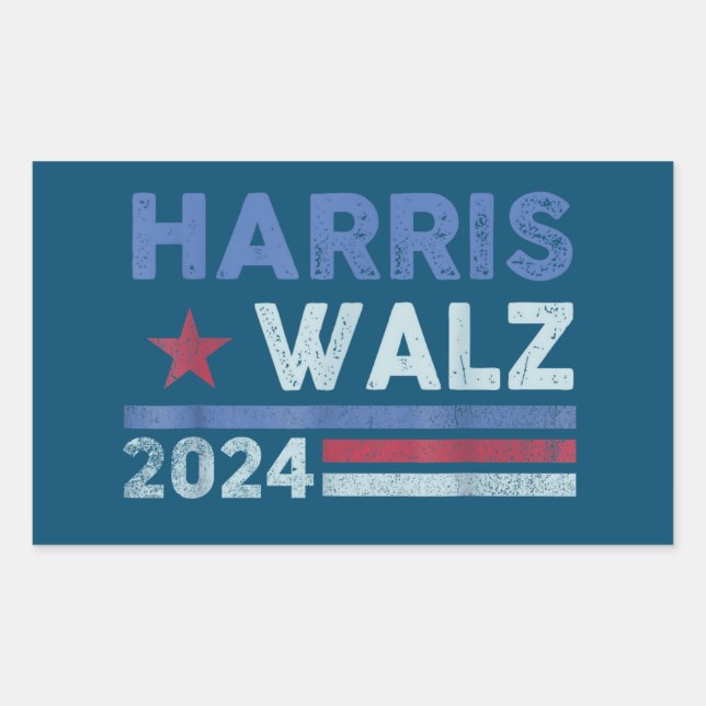 Pegatina Rectangular Harris Waltz 2024 Elecciones Kamala Harris Navy Bl (Anverso)