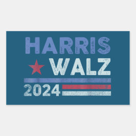 Pegatina Rectangular Harris Waltz 2024 Elecciones Kamala Harris Navy Bl