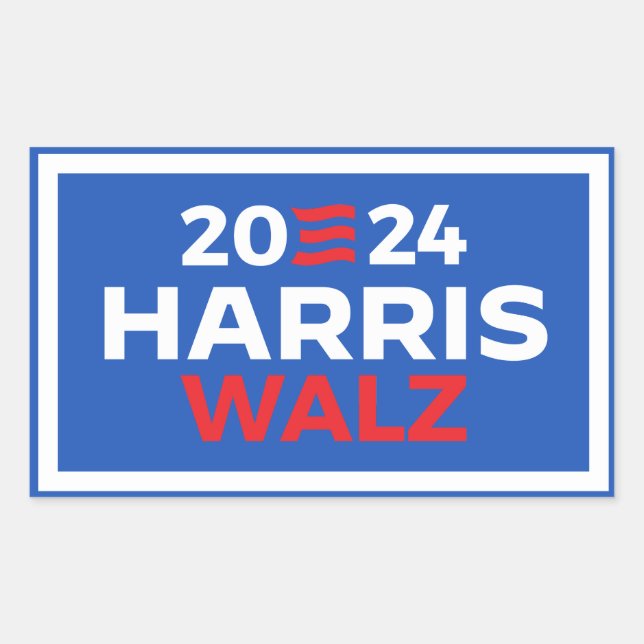Pegatina Rectangular Harris Walz 2024 (Anverso)