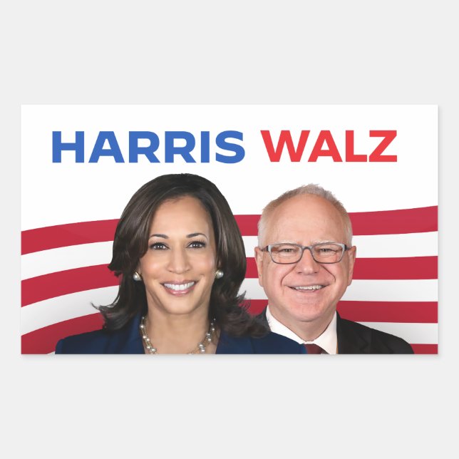 Pegatina Rectangular Harris Walz 2024 (Anverso)