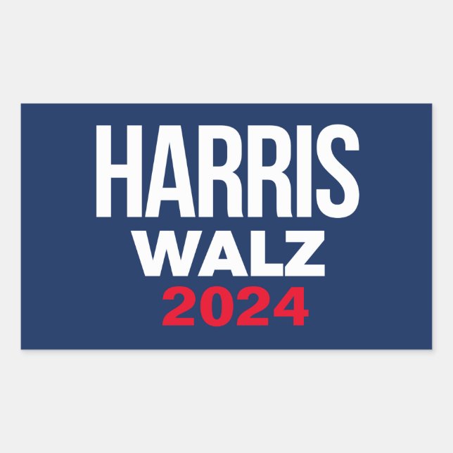 Pegatina Rectangular Harris Walz 2024 (Anverso)