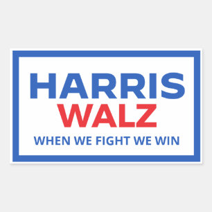 Pegatina Rectangular Harris Walz 2024 - Cuando Peleamos Ganamos