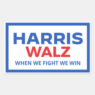 Pegatina Rectangular Harris Walz 2024 - Cuando Peleamos Ganamos