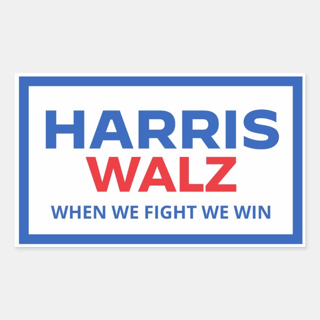 Pegatina Rectangular Harris Walz 2024 - Cuando Peleamos Ganamos (Anverso)