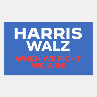 Pegatina Rectangular Harris Walz 2024 - ¡Cuando Peleamos Ganamos!