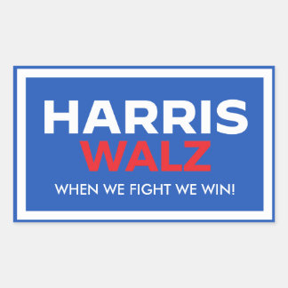 Pegatina Rectangular Harris Walz 2024 - Cuando Peleamos Ganamos