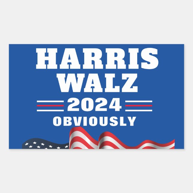 Pegatina Rectangular Harris Walz 2024 | Obvio (Anverso)