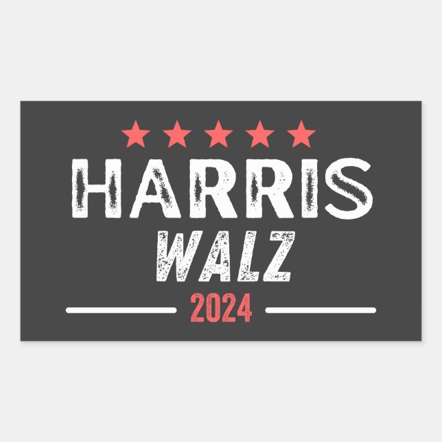 Pegatina Rectangular Harris Walz 2024, vicepresidente de Tim Walz (Anverso)