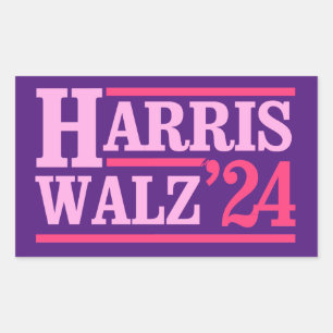 Pegatina Rectangular Harris Walz '24 Pink