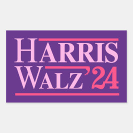 Pegatina Rectangular Harris Walz '24 Pink