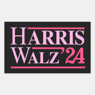 Pegatina Rectangular Harris Walz '24 Pink
