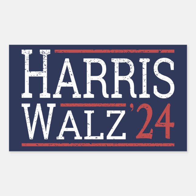 Pegatina Rectangular Harris Walz Election 2024 I (Anverso)