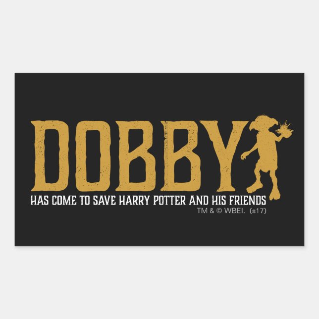 Pegatina Rectangular Harry Potter | Dobby Save Harry Potter (Anverso)