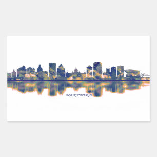 Pegatina Rectangular Hartford Skyline