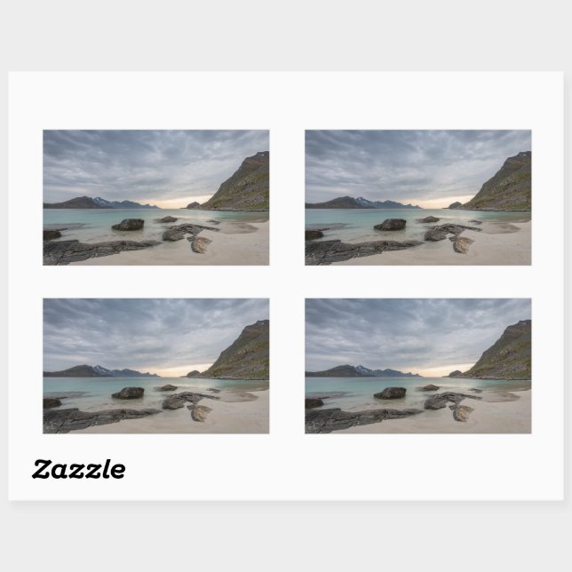 Pegatina Rectangular Haukland Lofoten (Hoja)