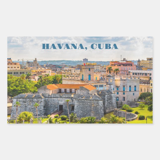 Pegatina Rectangular Havana CUBA (Anverso)