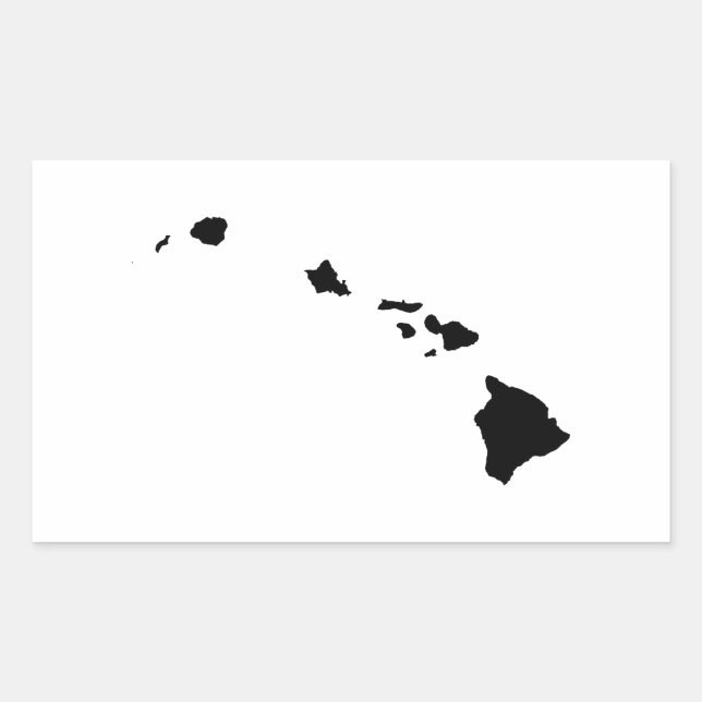 Pegatina Rectangular Hawái en blanco y negro (Anverso)