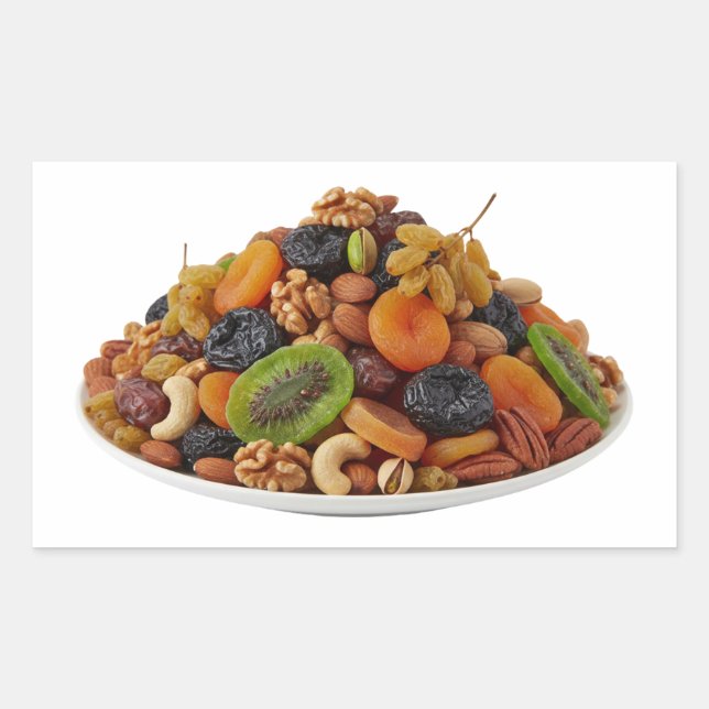 Pegatina Rectangular Healthy Mixed Dry Fruits and Nuts Sticker (Anverso)