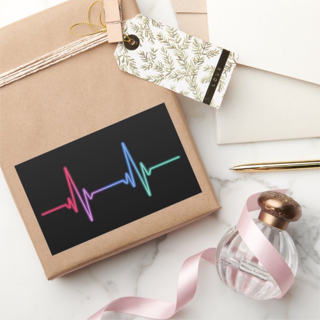 Pegatina Rectangular Heartbeat Orgullo arcoíris Aliado LGBTQ (Regalar)