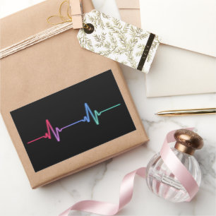 Pegatina Rectangular Heartbeat Orgullo arcoíris Aliado LGBTQ