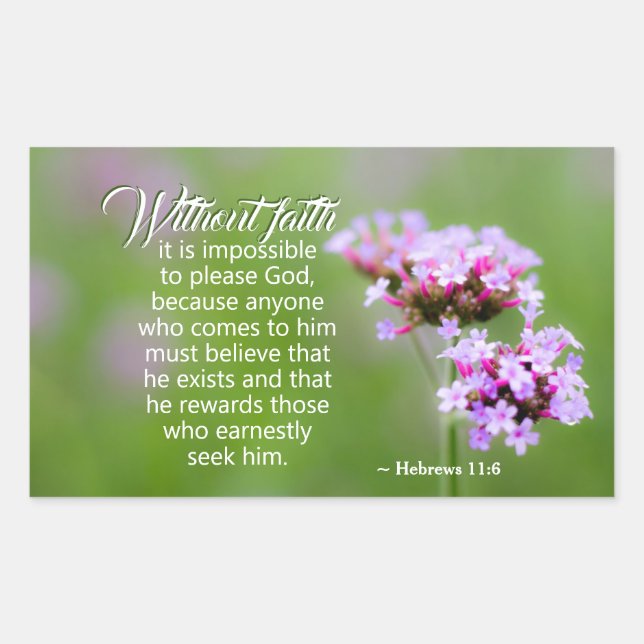 Pegatina Rectangular Hebreos 11:6 Recompensa a los que lo buscan, Bibli (Anverso)