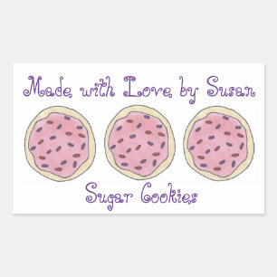 Pegatina Rectangular Hecho con amor Cocina de Azúcar personalizada