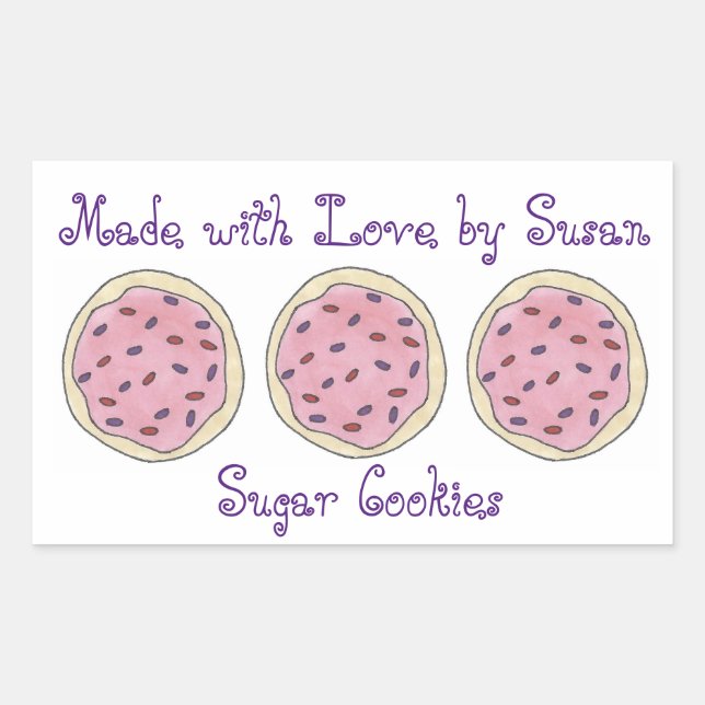 Pegatina Rectangular Hecho con amor Cocina de Azúcar personalizada (Anverso)