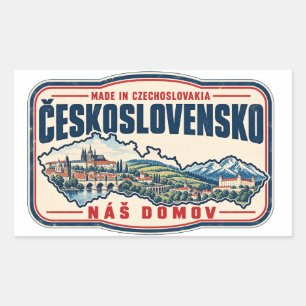 Pegatina Rectangular Hecho en Checoslovaquia Orgullo Retro Checo Eslova