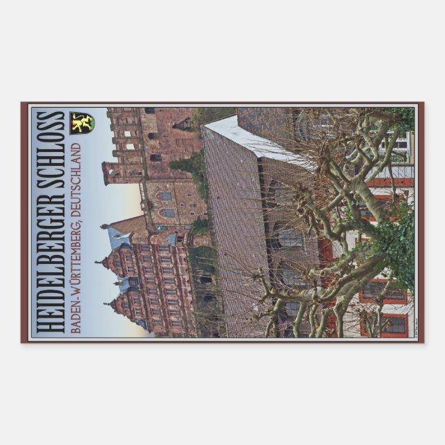 Pegatina Rectangular Heidelberg - Castillo desde abajo (Anverso)