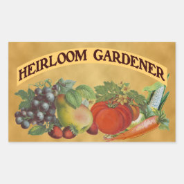 Pegatina Rectangular Heirloom Gardener Vintage Art