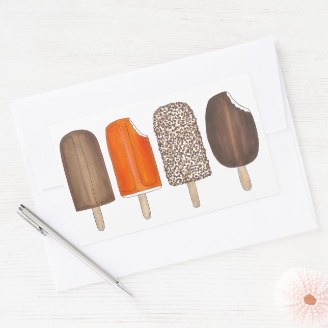 Pegatina Rectangular Helado Cream Pops Bares Popsicle Creamsicle Picnic (Sobre)