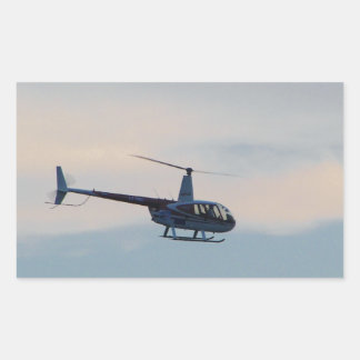 Pegatina Rectangular Helicóptero R44 rojo y blanco