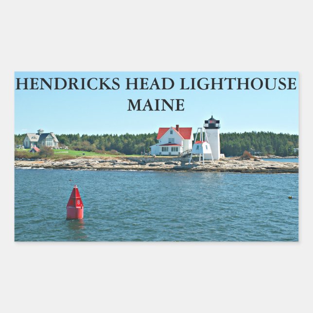 Pegatina Rectangular Hendricks Head Lighthouse, Pegatinas de Maine (Anverso)